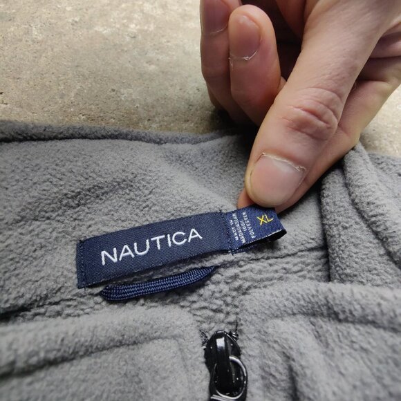 'Nautica' grey fleece quarter zip sweatshirt with kangaroo pocket men's XL - Picture 4 of 4